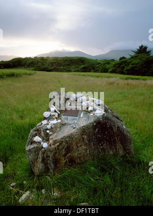 Gavin Maxwell memorial stone at Sandaig, Inverness-shire, marking site of 'Camusfearna' (house in Ring of Bright Water) destroyed by fire in 1968. Stock Photo