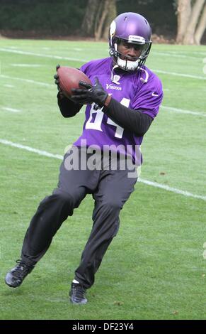 Watford, Hertfordshire, UK. 25th Sep, 2013. Wide Receiver Cordarrelle Patterson of the Minnesota Vikings - here for Sunday's NFL International Series Game 7 vs Pittsburgh Steelers at Wembley Stadium - during practice at the Grove Hotel, Watford, Hertfordshire, England - September 25th 2013 Photo by Keith Mayhew © KEITH MAYHEW/Alamy Live News Stock Photo