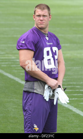 Watford, Hertfordshire, UK. 25th Sep, 2013. Tight End Kyle Rudolph of the Minnesota Vikings - here for Sunday's NFL International Series Game 7 vs Pittsburgh Steelers at Wembley Stadium - during practice at the Grove Hotel, Watford, Hertfordshire, England - September 25th 2013 Photo by Keith Mayhew © KEITH MAYHEW/Alamy Live News Stock Photo