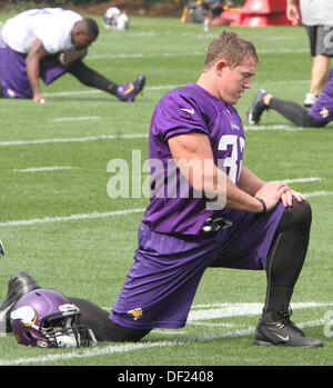 Watford, Hertfordshire, UK. 25th Sep, 2013. Running Back Toby Gerhart of the Minnesota Vikings - here for Sunday's NFL International Series Game 7 vs Pittsburgh Steelers at Wembley Stadium - during practice at the Grove Hotel, Watford, Hertfordshire, England - September 25th 2013 Photo by Keith Mayhew © KEITH MAYHEW/Alamy Live News Stock Photo