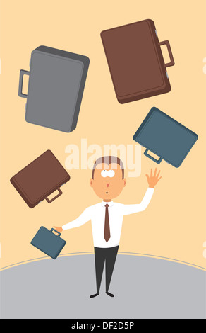 Businessman juggling with briefcases Stock Photo