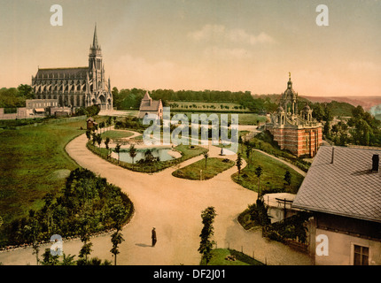 Notre Dame de Bon Secours and Joan of Arc's monument, Rouen, France, circa 1900 Stock Photo