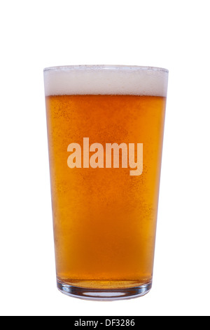 A pint of lager on a white background Stock Photo