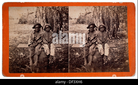 Two Young Boys, Savannah, Georgia, Stereo Photograph, 1885 Stock Photo