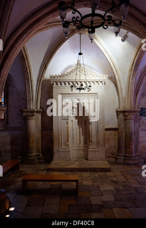 Islamic Mihrab inside the Cenacle also known as 'Hall of the Last Supper' a second-story room that commemorates the 'upper room' in which Jesus shared the Last Supper with the disciples. It is located directly above the Tomb of David and near the Dormition Abbey on Mount Zion in Jerusalem Israel Stock Photo