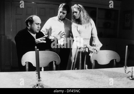 Danny Devito Directing Michael Douglas and Kathleen Turner on-set of the Film, 'The War of the Roses', Photo by Francois Duhamel, Gracie Films with Distribution via 20th Century Fox, 1989 Stock Photo