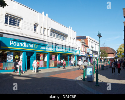 Poundland shop in art deco building, Crewe Cheshire UK Stock Photo