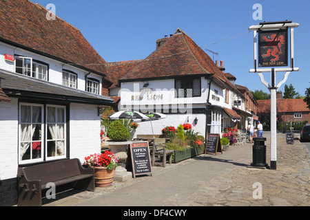 The Red Lion Pub and The Bakehouse Tea Rooms in Biddenden Village, Kent, England, Britain, UK Stock Photo