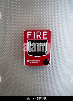 Fire alarm red signal on steel panel Stock Photo - Alamy