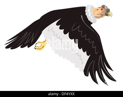 Illustration of a condor vulture in flight with wings down done in retro style on isolated white background. Stock Photo