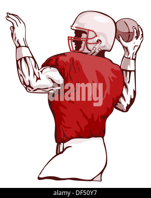 Illustration of football player passing viewed from the side done in retro style. Stock Photo