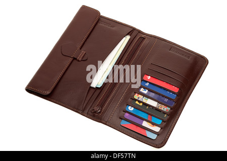 Large brown leather mans Golunski wallet Stock Photo