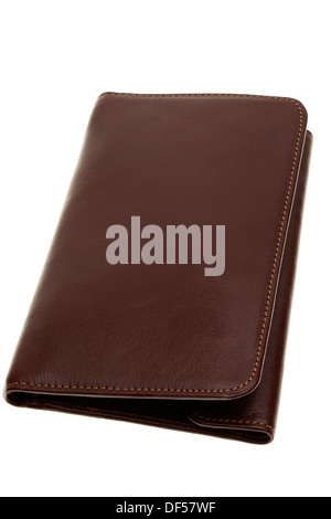 Brown leather folded mans wallet Stock Photo