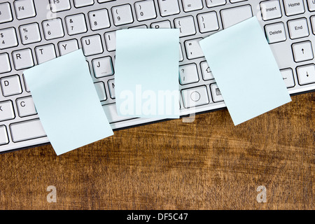 Memo on silver computer keyboard. Can be used for your text Stock Photo