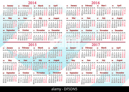 usual office calendar for 2014 - 2017 years Stock Photo