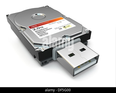 Usb file back up external hard drive. 3d Stock Photo