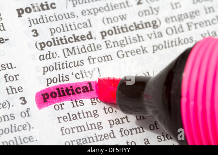 Political Dictionary Definition single word with soft focus Stock Photo
