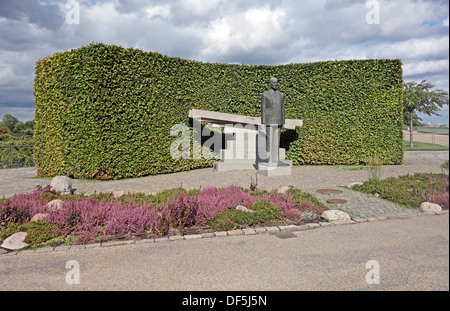 Bronze statue of Danish king Frederik IX with granite monument at Nordre Toldbod in Copenhagen Denmark Stock Photo