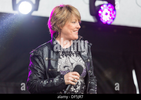 Katrina Leskanich performing at the Newcastle Pride event, July 2013 at Newcastle Upon Tyne Stock Photo