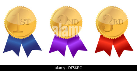 gold award ribbons with place numbers illustration design Stock Photo ...