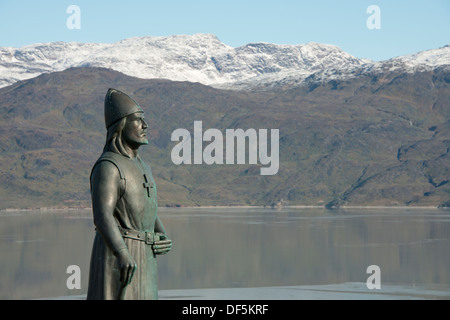 Greenland, Tunulliarfik (aka Erik's Fjord), Qassiarsuk.  Brattahlid, Erik the Red's Eastern Settlement. Leif Erikson statue. Stock Photo