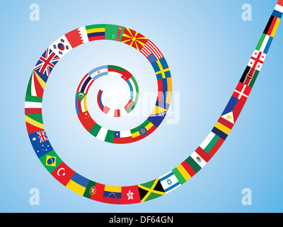 spiral made of world flags vector illustration Stock Photo