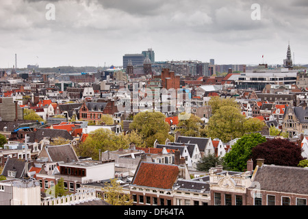 City of Amsterdam from above in Netherlands. Stock Photo
