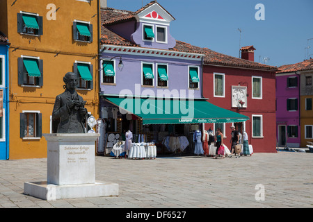 Burano island. Northerly located towards Venice and Murano, it is indisputably the most coloured island of the Venetian lagoon. Stock Photo