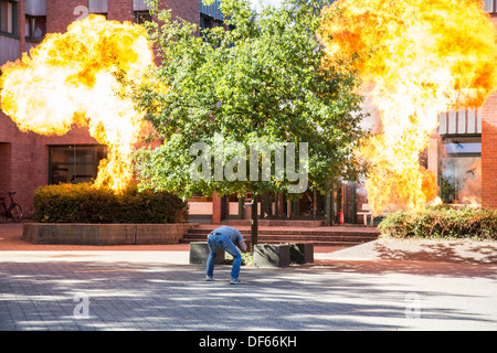 Police SWAT team exercise, rescuing of hostages. Special police forces. Hostage rescue team. Stock Photo