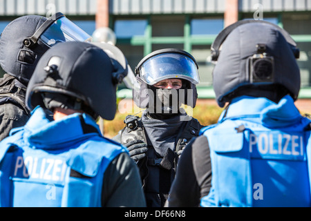 Police SWAT team exercise, rescuing of hostages. Special police forces. Hostage rescue team. Stock Photo