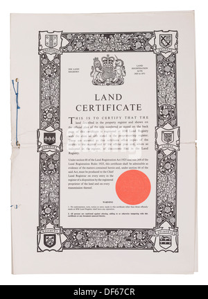 land certificate registry document property alamy