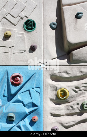 Rock climbing wall with toe and hand hold studs Stock Photo