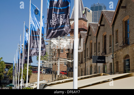 original sandstone warehouses at Campbells Cove in the Rocks area of Sydney Stock Photo