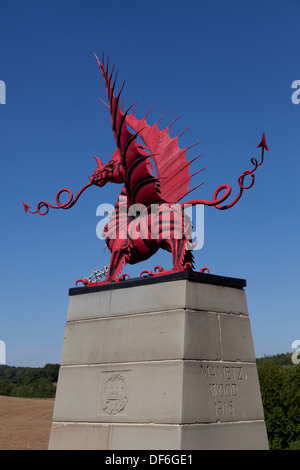 The red dragon memorial to Welsh soldiers who died at Mametz Wood in the First Battle of the Somme WW1 Stock Photo