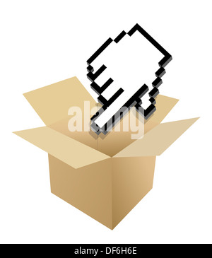 Mouse hand cursor on gift sticker label vector illustration Stock Photo ...