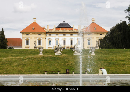 Castle and gardens at Slavkov chateau, Austerlitz, Czech Republic Stock Photo