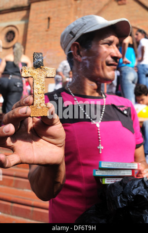 Sahumerio ( incense ) Seller , Easter in Ntra Sra del Rosario Cathedral in GIRARDOTA - Department of Antioquia. COLOMBIA Stock Photo