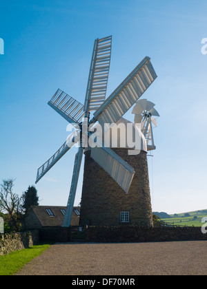 A historic restored and working windmill at Neather Heage in Derbyshire, United Kingdom. Stock Photo