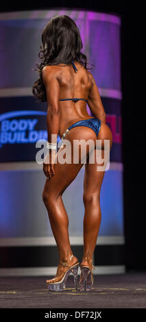 Sept. 27, 2013 - Las Vegas, Nevada, U.S. -  TIFFANY BOYDSTON of the U.S. poses during the 2013 Bikini Olympia competition at Joe Weider's Olympia Fitness and Performance Weekend.(Credit Image: © Brian Cahn/ZUMAPRESS.com) Stock Photo