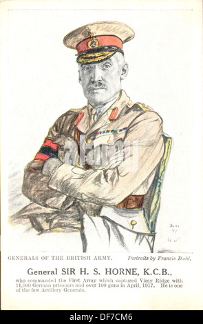 World War One postcard portrait of General Sir H H Horne KCB,  by artist Francis Dodd Stock Photo