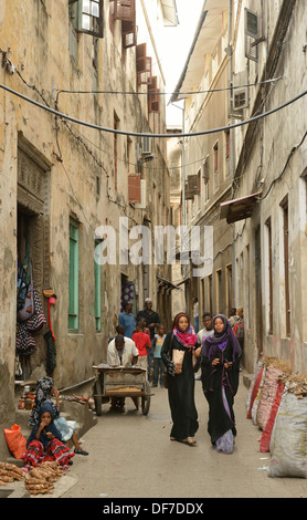 Tanzania, Zanzibar, Zanzibar City, historical centre Stone Town, lane ...