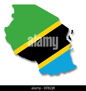 Flag in map of Tanzania Stock Photo - Alamy