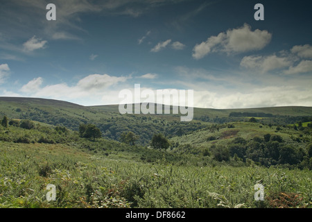 Exmoor National Park, Somerset, England: View of Dunkery Beacon (Exmoor's highest point) from Webber's Post, near Horner village Stock Photo