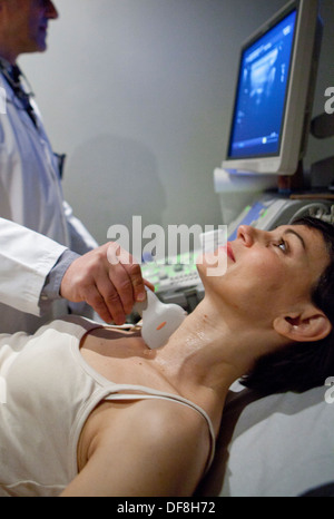 THYROID GLAND, SONOGRAPHY EXAMINATION Stock Photo