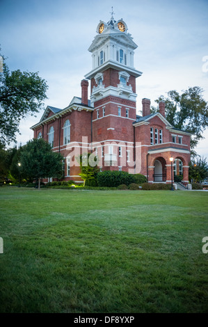 The 1885 Gwinnett Historic Courthouse in downtown Lawrenceville, Georgia, stands as a majestic reminder of days gone by. (USA) Stock Photo