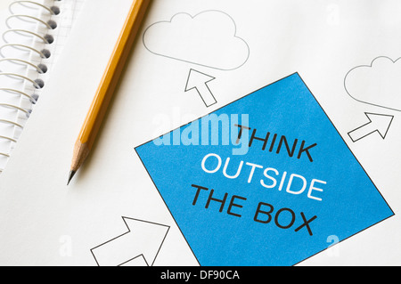 Think outside the box concept graph printed on white paper Stock Photo