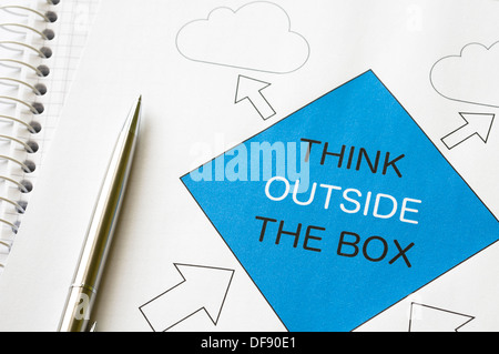 Think outside the box concept graph printed on white paper Stock Photo