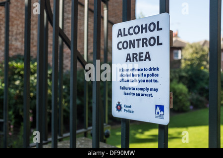 Notice or Sign for an Alcohol Control Area. Stock Photo