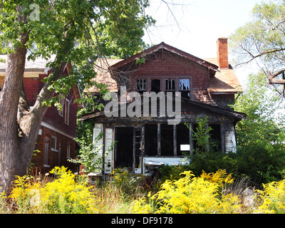 Abandoned, burnt out house in Detroit, Michigan, USA Stock Photo