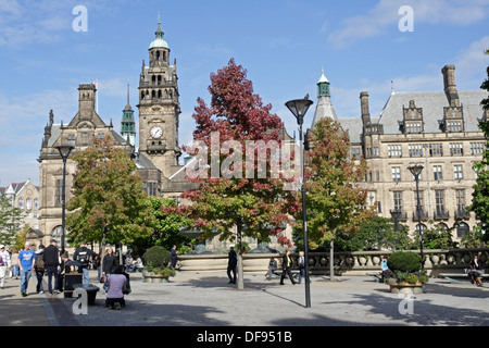 Sheffield Town Hall and the Peace Gardens, England UK, English city centre Stock Photo